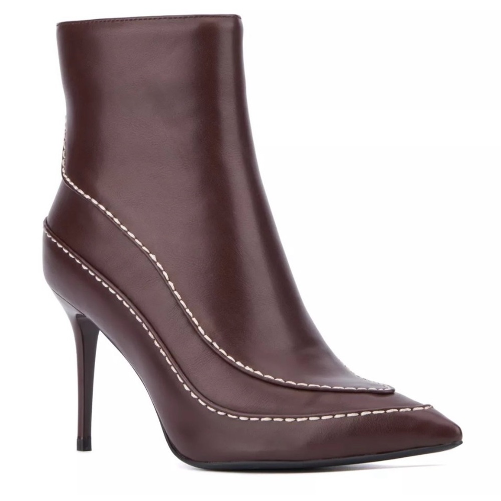 Elegant Torgeis Brown Sophie Bootie heels with Faux fur lining